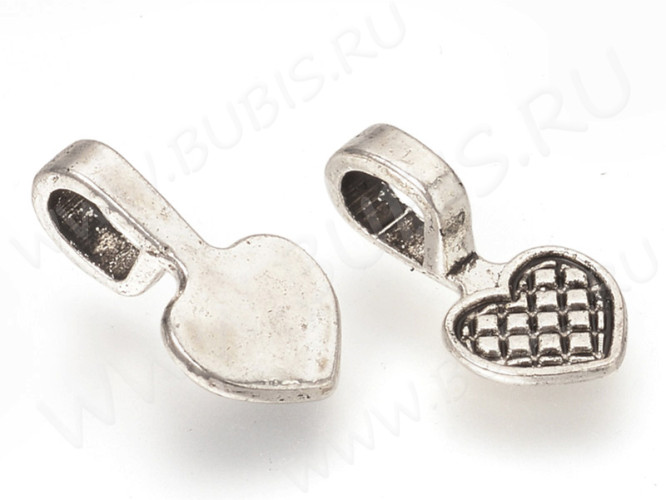 Бейл для приклеивания 09-10 Клеевой Сердечко 16*8*6мм античное серебро (10шт) (литьё)