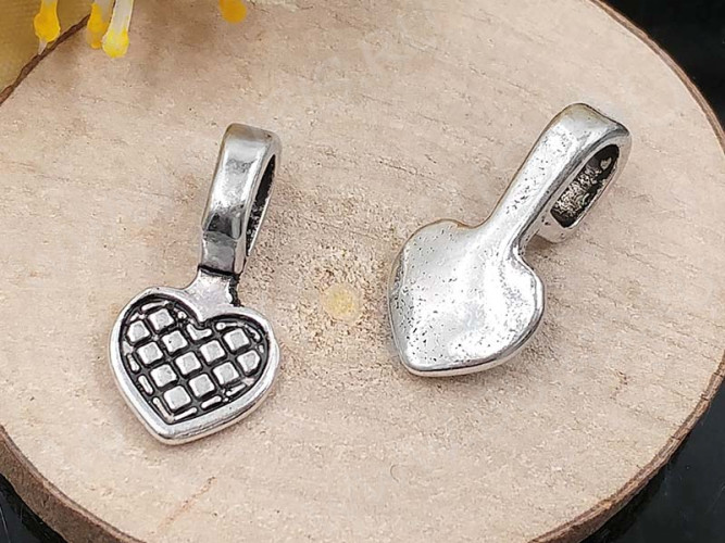 Бейл для приклеивания 09-10 Клеевой Сердечко 16*8*6мм античное серебро (10шт) (литьё)