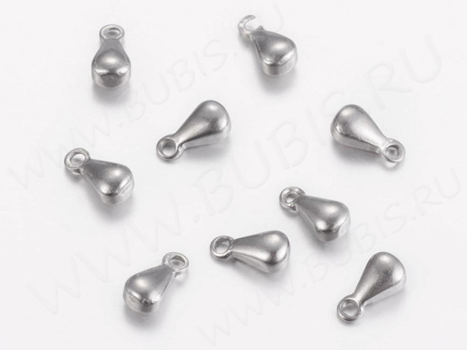 Капелька - окончание для цепочки 03 подвеска 7,5*2,5*2,5мм цвет платины (Хирургическая сталь)
