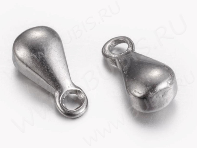 Капелька - окончание для цепочки 03 подвеска 7,5*2,5*2,5мм цвет платины (Хирургическая сталь)