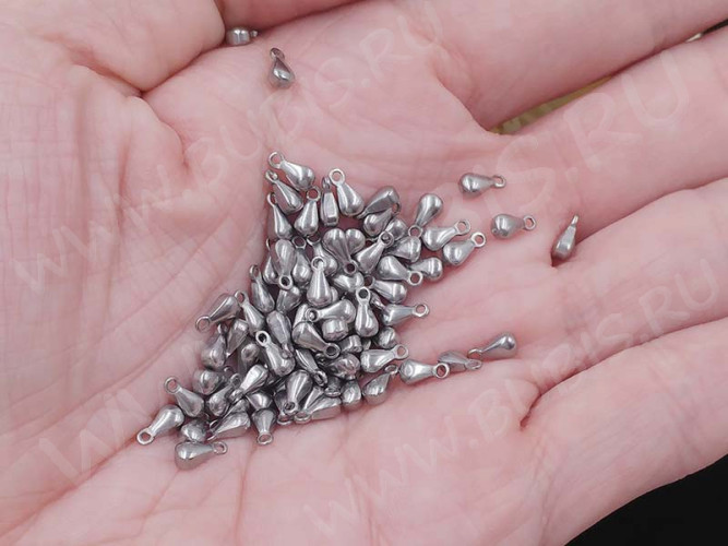 Капелька - окончание для цепочки 03 подвеска 7,5*2,5*2,5мм цвет платины (Хирургическая сталь)