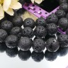 Купить (ОПТ) Бусина округлая 14мм Лава вулканическая чёрная (камни) (НИТЬ) с доставкой по России