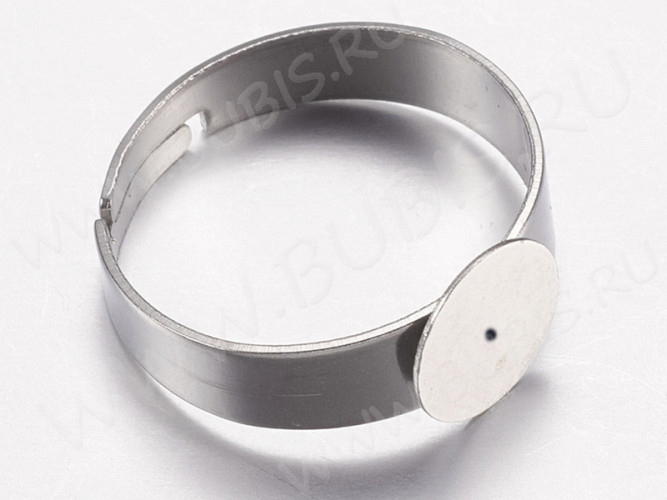 Основа (заготовка) для кольца 154 17мм с платформой 8мм цвет платины (Хирургическая Сталь)