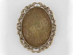 Основа (заготовка) для броши №113 булавка с ажурным сеттингом 40*30мм Овал 51*40*7мм античная бронза (литьё и Iron)