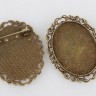 Купить Основа (заготовка) для броши №113 булавка с ажурным сеттингом 40*30мм Овал 51*40*7мм античная бронза (литьё и Iron) с доставкой по России