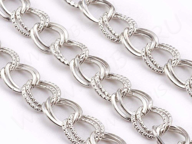 Цепочка I121 двойная с узором ДЛЯ БРАСЛЕТОВ звено 10*8мм цвет платины (Iron) (50см)