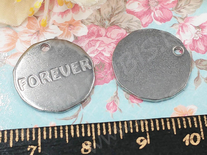 Подвеска Жетон 30 округлый Forever 16*16*1мм цвет платины (Хирургическая сталь)