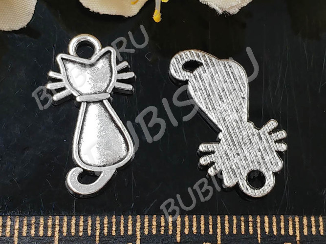 (СКИДКИ!!!) Подвеска Кошка 55 22*12*1,7мм античное серебро (литьё) (10шт.)