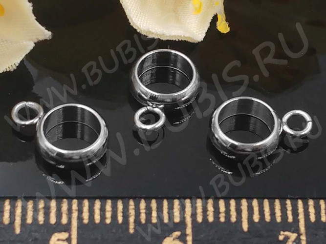 Бусина с петлёй 110 Бейл простой круг 9*6*2мм цвет платины (Хирургическая сталь)