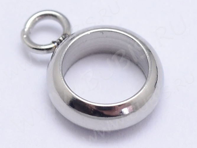 Бусина с петлёй 110 Бейл простой круг 9*6*2мм цвет платины (Хирургическая сталь)
