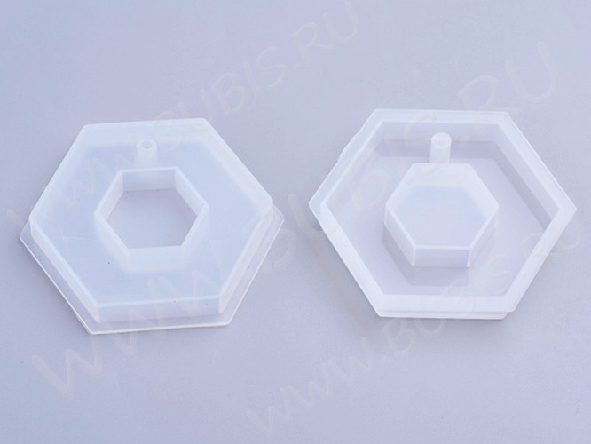 Молд 200 для эпоксидной смолы Кулон подвеска Шестиугольни 68*78*12мм (силикон)