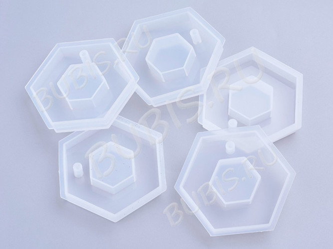 Молд 200 для эпоксидной смолы Кулон подвеска Шестиугольни 68*78*12мм (силикон)