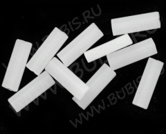 Бусина Палочка 06 9,5*3,5*2,5мм матовая белая полупрозрачная (стекло) (10шт.)