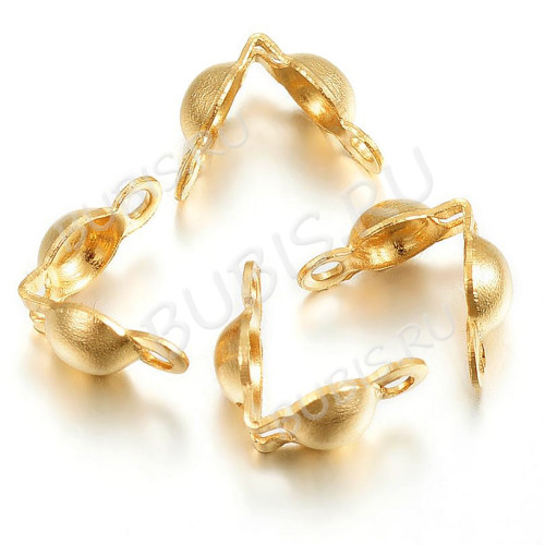 Зажимы №54-G Калотты (скуфейка) укреплённые стальные 6*3мм золотистые (Хирургическая сталь) (10шт)