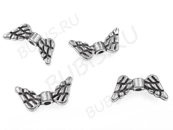 (СКИДКИ!!!) Бусина 191 Крылья 03 3D Ангела средние 15*7*3мм античное серебро (литьё) (10шт.)