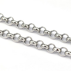 Цепочка S73 Ювелирная сталь Ролло (Rolo) 7*7*3мм цвет платины (Хирургическая сталь) (50см)