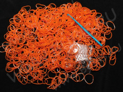 (РАСПРОДАЖА!!!) Набор для плетения браслетов 63 Loom Bands в пакете РЫЖИХ непрозрачных (Loom Bands) (600 резинок)
