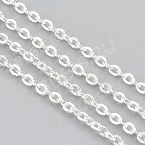 Цепочка S24-S Ювелирная сталь с плоским звеном 1,8*1,6*0,4мм серебристая (Хирургическая сталь) (50см) 