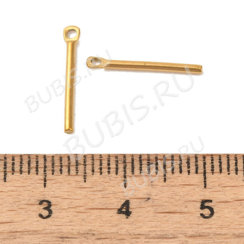 Подвеска палочка 03 15*2мм Real Gold Plated 18K золотистая (Хирургическая сталь)