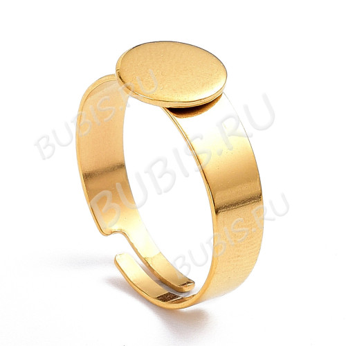Основа (заготовка) для кольца 177 17мм с платформой 8мм Real Gold Plated 18K золотистая (Хирургическая сталь)