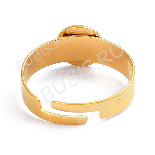 Основа (заготовка) для кольца 177 17мм с платформой 8мм Real Gold Plated 18K золотистая (Хирургическая сталь)