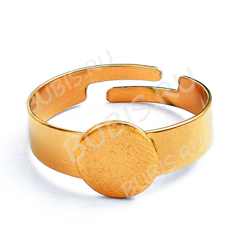 Основа (заготовка) для кольца 177 17мм с платформой 8мм Real Gold Plated 18K золотистая (Хирургическая сталь)