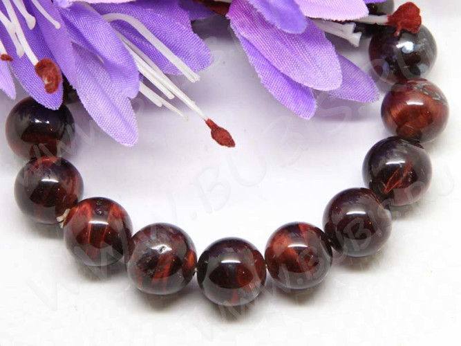 (ОПТ) Бусина округлая 12мм Бычий глаз натуральный (камни) (НИТЬ)