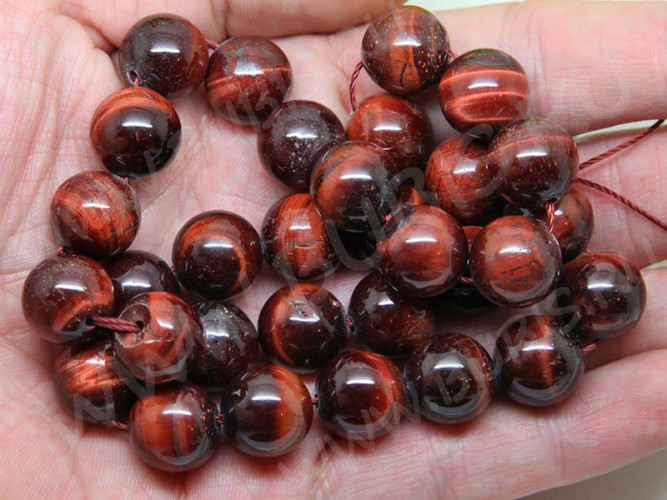 (ОПТ) Бусина округлая 12мм Бычий глаз натуральный (камни) (НИТЬ)