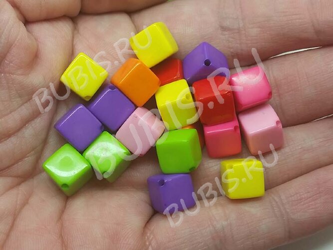 Бусина акриловая Кубик 09 8,5*8,5*8,5мм МИКС яркий непрозрачный (акрил) (10шт.)