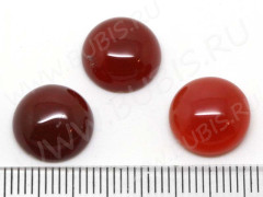 Кабошон каменный 026 Круг 12*12*5мм Агат красный (камни)
