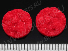 Кабошон декоративный 43 Круг имитация друзы агата с кристаллами 20*20*5,5мм красный непрозрачный (резин)
