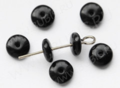 Бусина Колёсико 09 6*6*2,4мм чёрное непрозрачное (стекло) (10шт.)