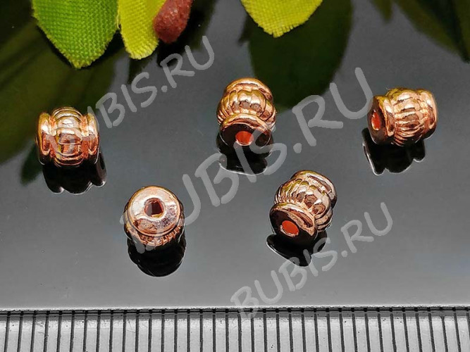 (СКИДКИ!!!) Бусина 120 Бочонок 5*5*5мм розовое золото (литьё) (10шт.)