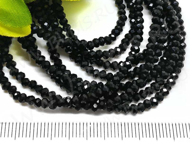 Бусина кристалл гранёный абакус 3*3*2мм чёрный непрозрачный (имитация Сваровски) (50шт.)