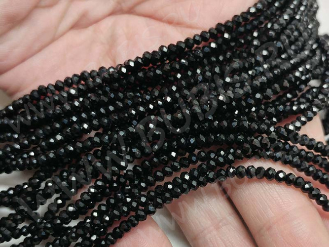 Бусина кристалл гранёный абакус 3*3*2мм чёрный непрозрачный (имитация Сваровски) (50шт.)