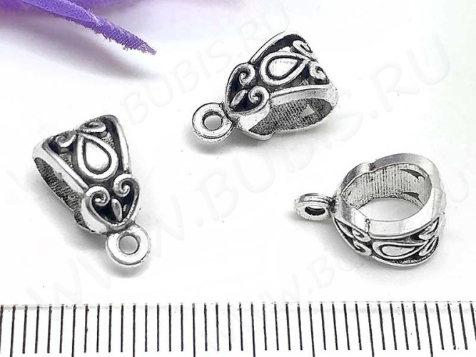 Бусина с петлёй 028 Бейл Сердечки 14*8,5*8мм античное серебро (литьё)