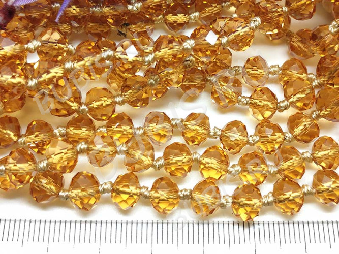 (ОПТ) Бусина Абакус кристалл гранёный 8*8*5,5мм т.золотистый прозрачный (имитация Сваровски) (НИТЬ)