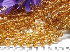 (ОПТ) Бусина Абакус кристалл гранёный 8*8*5,5мм т.золотистый прозрачный (имитация Сваровски) (НИТЬ)