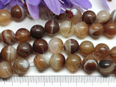 (ОПТ) Бусина округлая МАТОВАЯ 10мм Агат Мадагаскарский коричнево-молочный (камни) (НИТЬ)