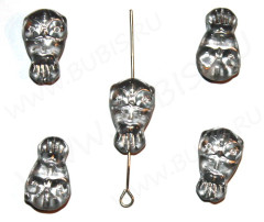 Бусина Сова 01 18*11*7мм серая с серебристым рисунком прозрачная (стекло)