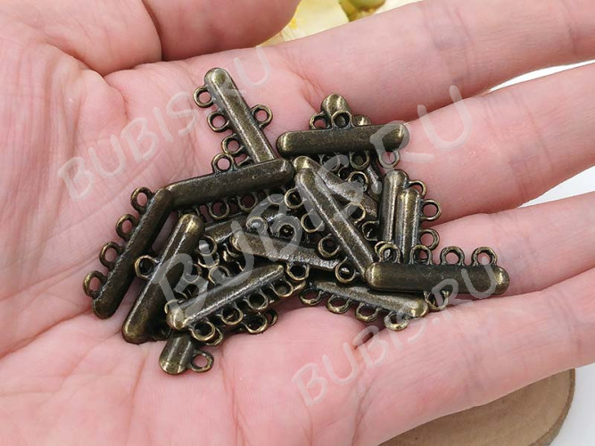 312 Коннектор классика на 4 нити 22,5*10,5*2мм античная бронза (литьё)