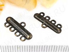 312 Коннектор классика на 4 нити 22,5*10,5*2мм античная бронза (литьё)