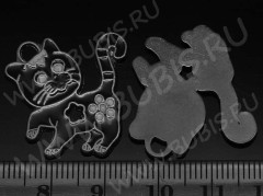 Подвеска Кошка 44 с цветочком 25*24,5*1,5мм чёрная и чёрный никель (цветные подвески)