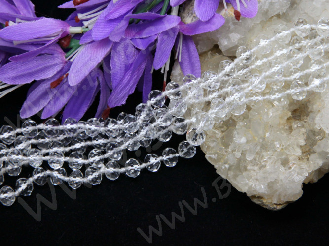 (КРУПНЫЙ ОПТ) Бусина кристалл гранёный абакус 8*8*5,5мм Хрусталь чистый прозрачный (имитация Сваровски) (5 НИТЕЙ)