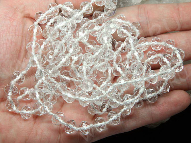 (КРУПНЫЙ ОПТ) Бусина кристалл гранёный абакус 8*8*5,5мм Хрусталь чистый прозрачный (имитация Сваровски) (5 НИТЕЙ)