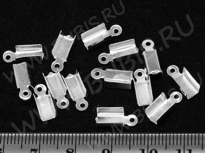 (ОПТ) Зажимы №02 12*4*4мм серебристые (Iron) (500шт) 