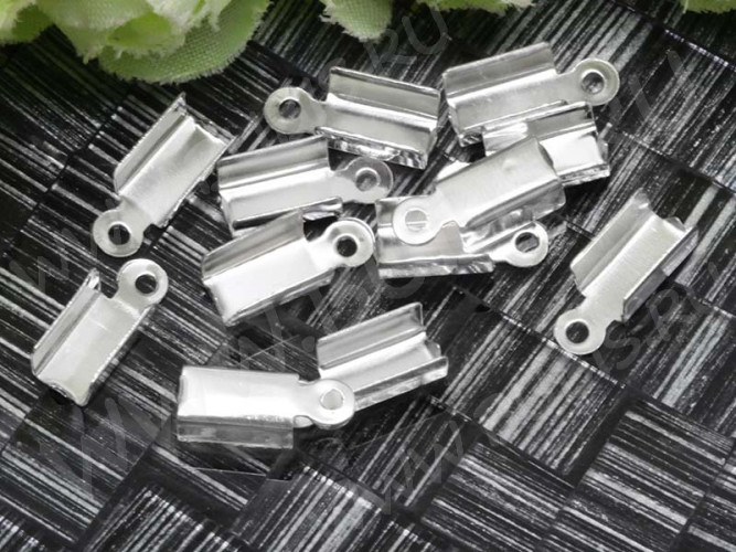 (ОПТ) Зажимы №02 12*4*4мм серебристые (Iron) (500шт) 