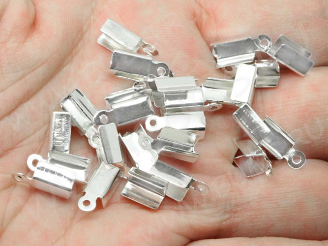 (ОПТ) Зажимы №02 12*4*4мм серебристые (Iron) (500шт) 