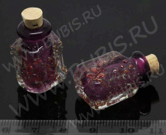 Бутылочка 19 с пробкой Флакончик со светонакопительным песком 0,5мл 29*16*13мм лиловая (Lampwork)