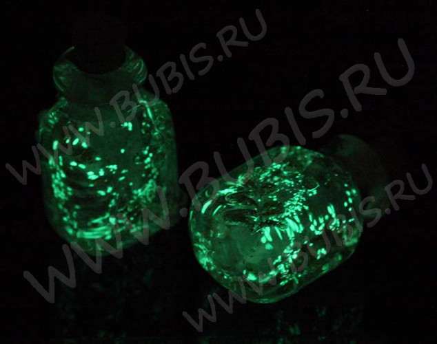 Бутылочка 19 с пробкой Флакончик со светонакопительным песком 0,5мл 29*16*13мм лиловая (Lampwork)